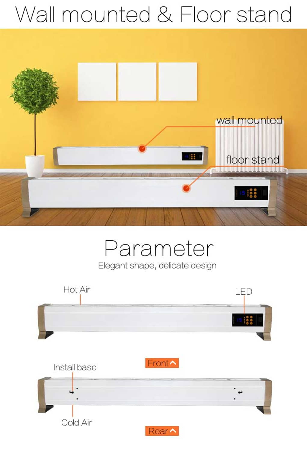 Aquecedor de chão e rodapé. Aquecedor de piso elétrico Sined Riscaldatoredapavimento1800 1800w Branco. - 4